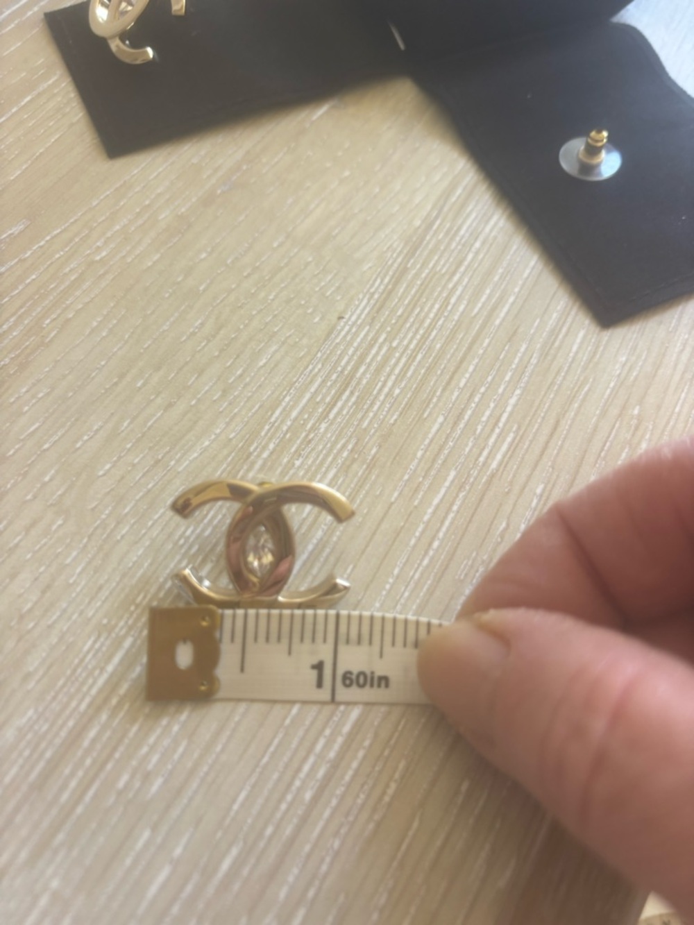 CHANEL Gold CC Logo Crystal Accent Earrings - Picture 4 of 5